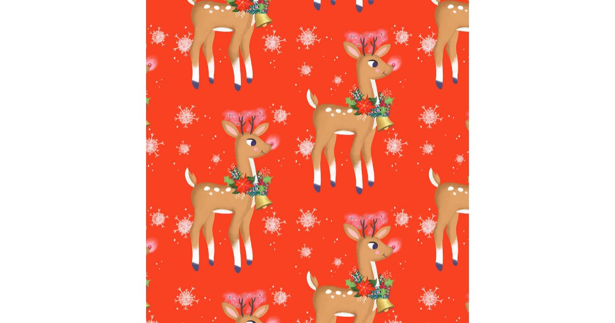 Paper Strip Rudolph Retro Rudolph Reindeer Red Wrapping Paper | Zazzle