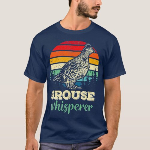 Retro Ruffed Grouse Whisperer Bird Hunting Gift T_Shirt