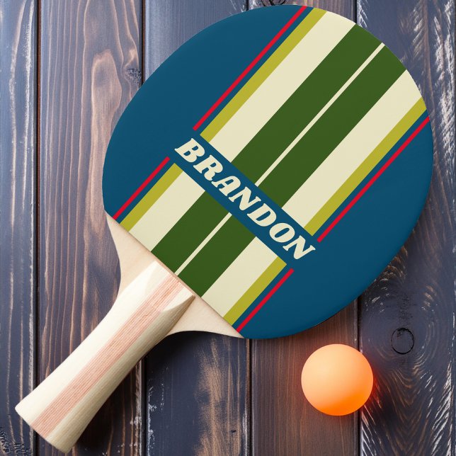 Retro Rugby Board Stripes with Name Ping Pong Paddle (Creator Uploaded)