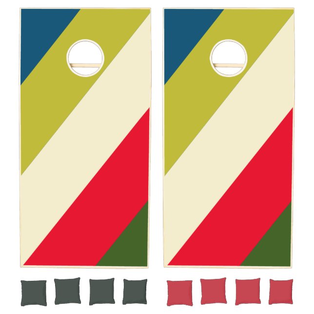 Retro Rugby Bold Stripes Cornhole Set (Set)