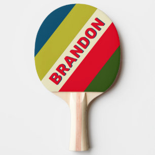Retro Rugby Bold Stripes with Name Ping Pong Paddle