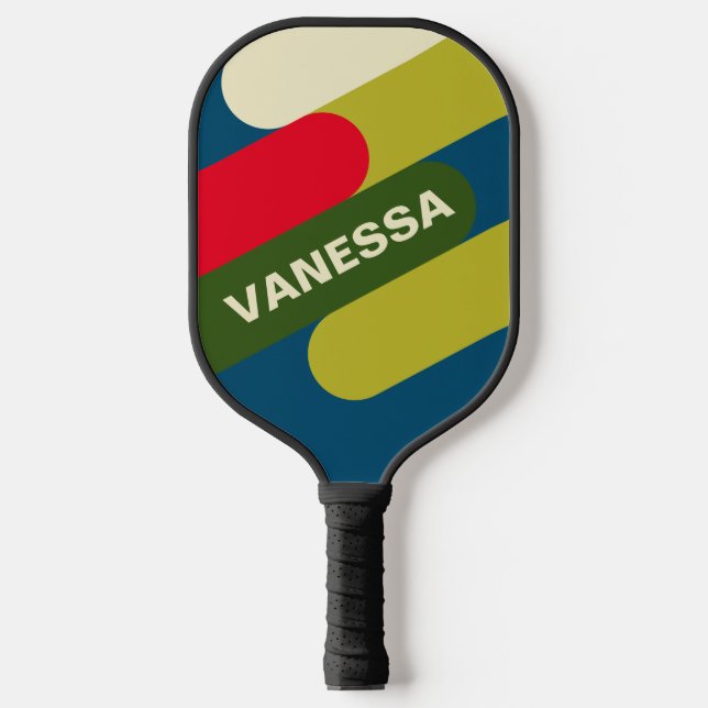 Retro Rugby Fusion with Name Pickleball Paddle (Front)