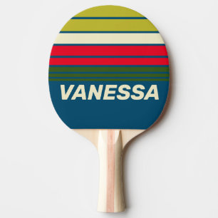 Retro Rugby Horizon Striping with Name Ping Pong Paddle
