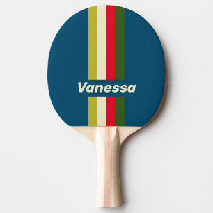 Retro Rugby Pin Striped with Name Ping Pong Paddle