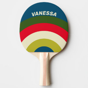 Retro Rugby Rising Stripe with Name Ping Pong Paddle