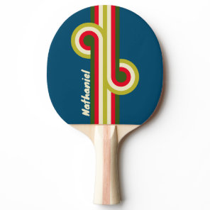 Retro Rugby Stripe Loop with Name Ping Pong Paddle