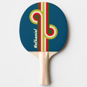 Retro Rugby Stripe Loop with Name Ping Pong Paddle