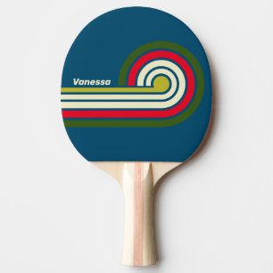 Retro Rugby Stripes with Name Ping Pong Paddle