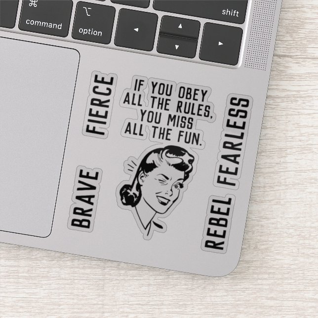 Retro Rule Breaker Woman Sticker (Detail)