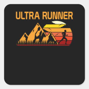 Retro Runner Half Marathon Running Lover Graphic Square Sticker