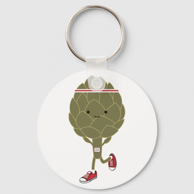 Retro Running Artichoke Keychain (Front)