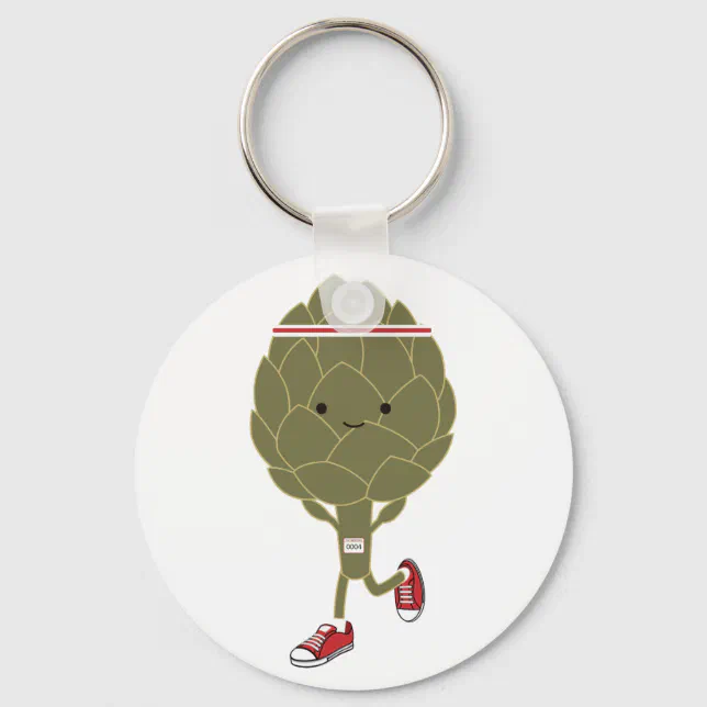 Artichoke キーホルダー Retro Running Artichoke Keychain | Zazzle