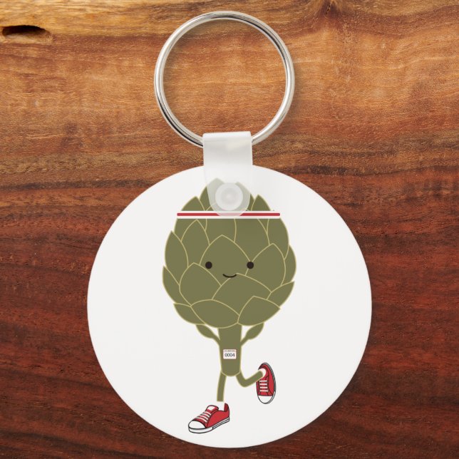 Retro Running Artichoke Keychain | Zazzle
