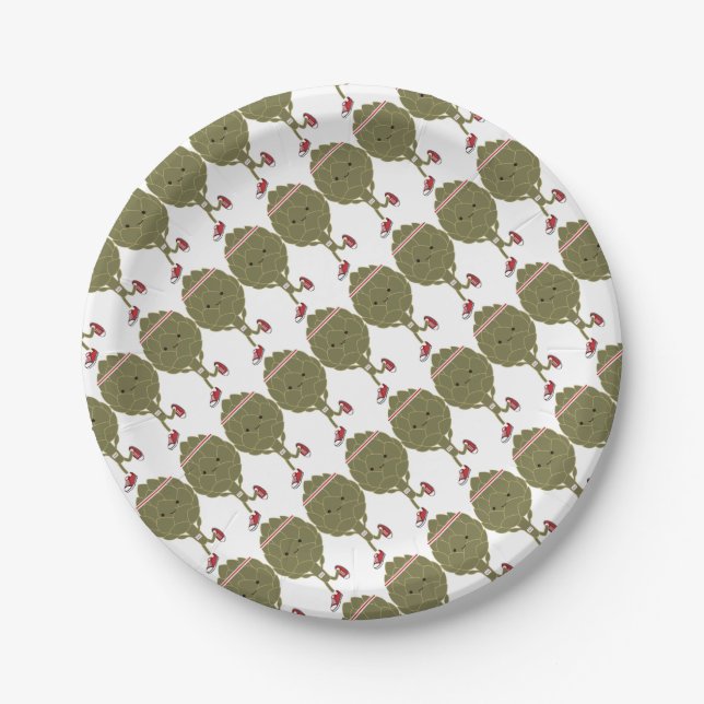 Retro Running Artichoke Paper Plates (Front)