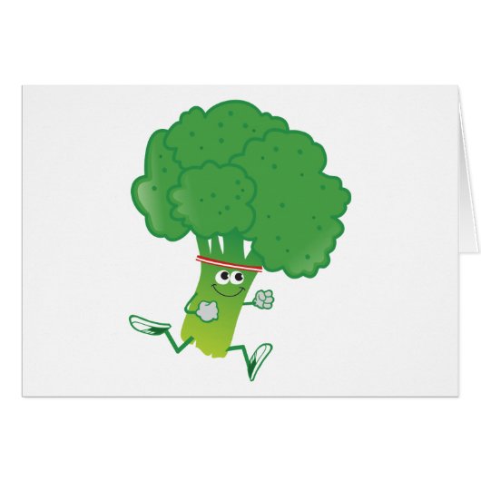 Retro Running Broccoli Cards (Front Horizontal)