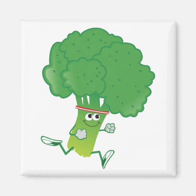 Retro Running Broccoli Magnet (Front)