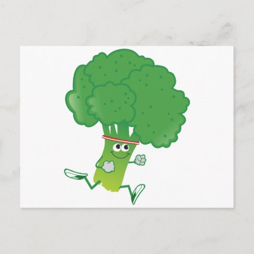 Retro Running Broccoli Postcard