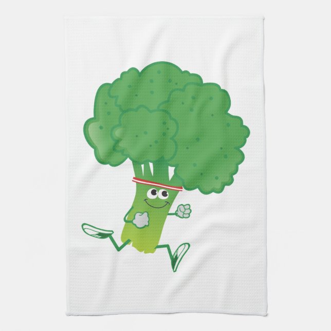 Retro Running Broccoli Towel (Vertical)