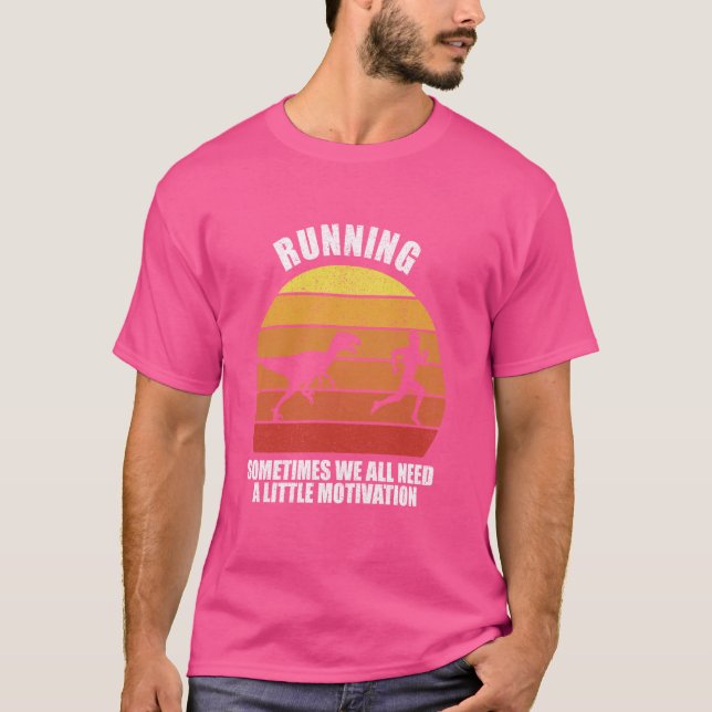 Retro Running T-Rex Shirt Funny Dinosaur Running M (Front)
