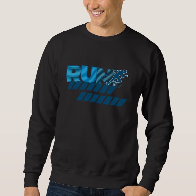 Retro Running Typography Sprinter Silhouette Sweatshirt (Front)