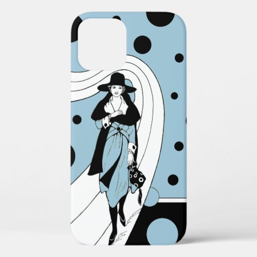 Retro Runway Model Vintage Art Deco Fashion iPhone 12 Case