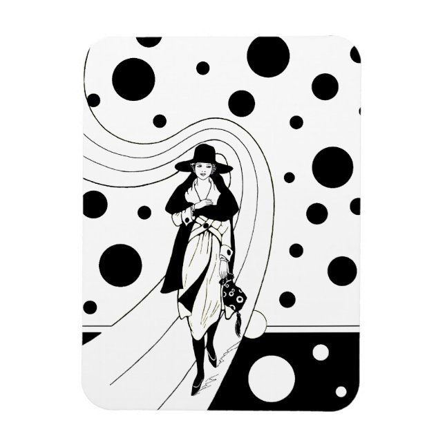 Retro Runway Model, Vintage Art Deco Fashion Magnet (Vertical)