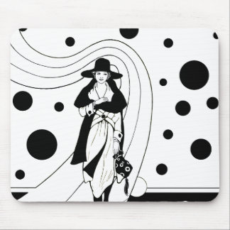 Retro Runway Model, Vintage Art Deco Fashion Mouse Pad
