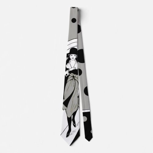 Retro Runway Model Vintage Art Deco Fashion Neck Tie