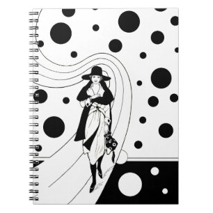Retro Runway Model, Vintage Art Deco Fashion Notebook