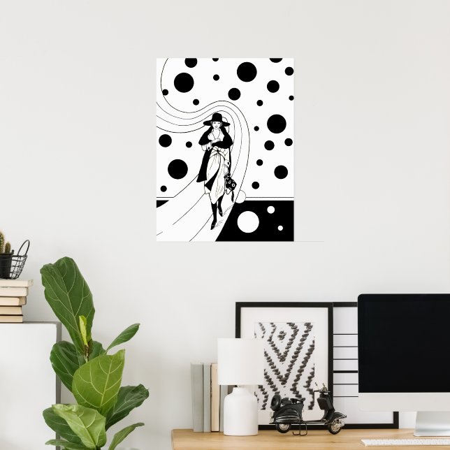 Retro Runway Model, Vintage Art Deco Fashion Poster (Home Office)