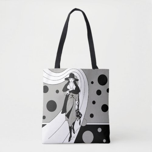 Retro Runway Model Vintage Art Deco Fashion Tote Bag