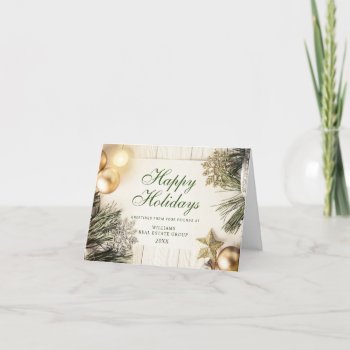 Retro Rustic Christmas Ornament Corporate Greeting Holiday Card by Holiday_Wishes at Zazzle