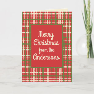 Retro Rustic Christmas Plaid Personalized Card
