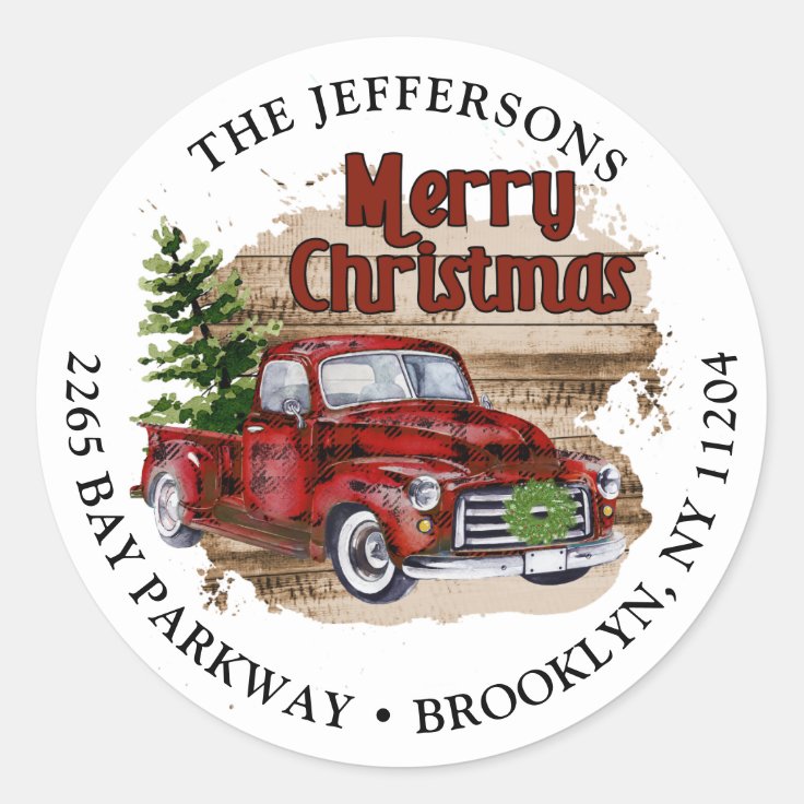 Retro Rustic Christmas Return Address Label | Zazzle