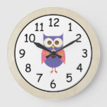 Retro Rustic Custom Owl Large Clock at Zazzle