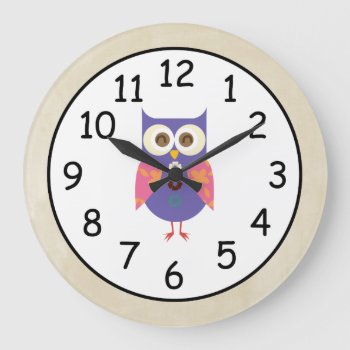 Retro Rustic Custom Owl Large Clock by Hoot_Hoot at Zazzle