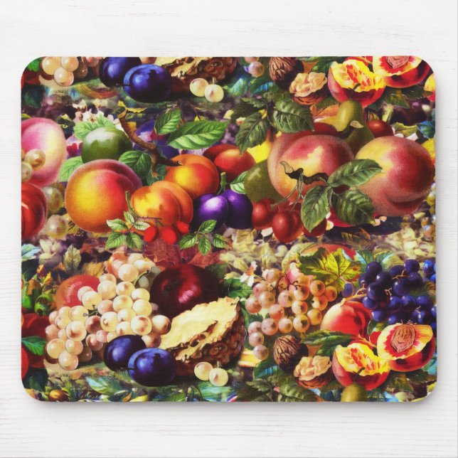 Retro Rustic Fresh Summer Tropical Fruit Vegetable Mouse Pad (Front)