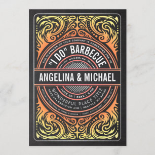 Retro Rustic I Do BBQ Invitations Grill & Fire