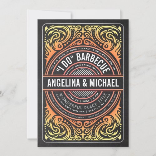 Retro Rustic I Do BBQ Invitations Grill  Fire