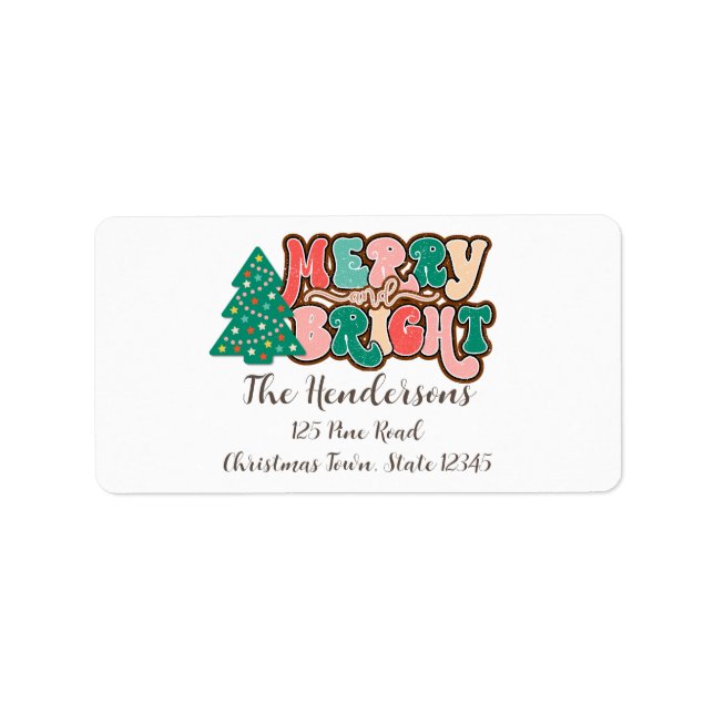 Retro Rustic Merry and Bright Label (Front)