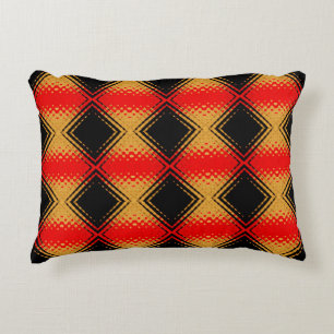 Retro Rustic Red Black Gold Pattern Accent Pillow
