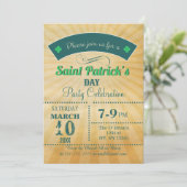 Retro Rustic Vintage St Patricks day Party Invitation (Standing Front)