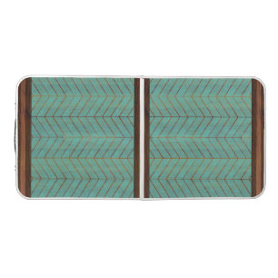 Retro Rustic With Green Chevrons Beer Pong Table