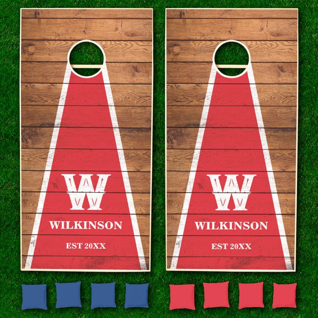Retro Rustic Wood Family Monogram Cornhole Set (Creator Uploaded)