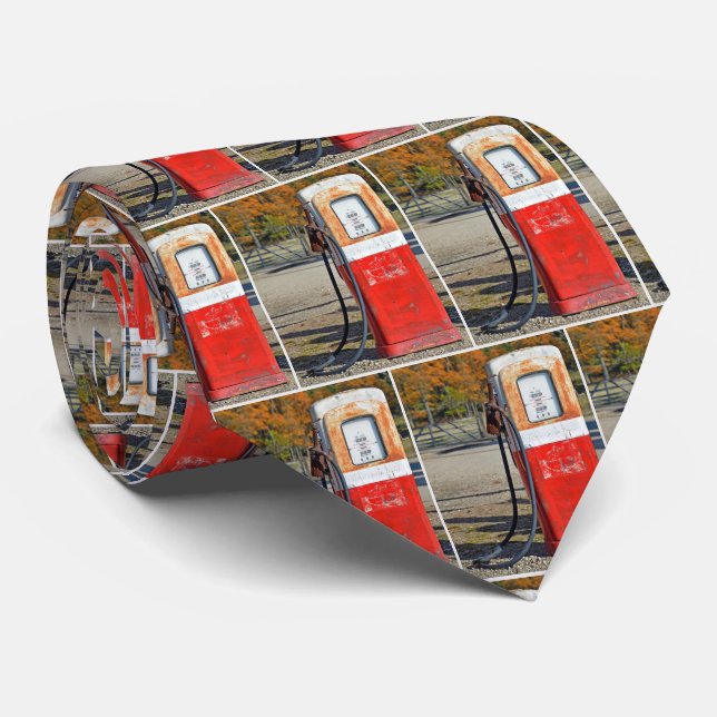 Retro Rusty Gas Pump  Neck Tie (Rolled)