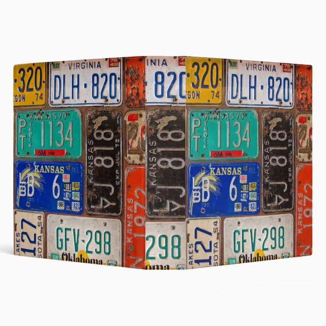 Retro Rusty License Plates 3 Ring Binder (Background)