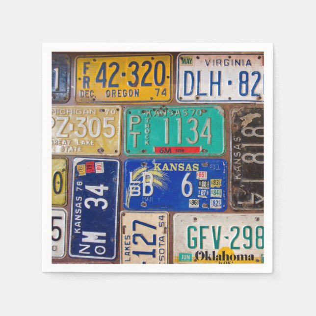 Retro Rusty License Plates Napkins (Front)