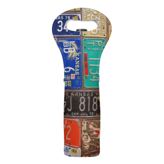 retro rusty license plates wine bag (Front)