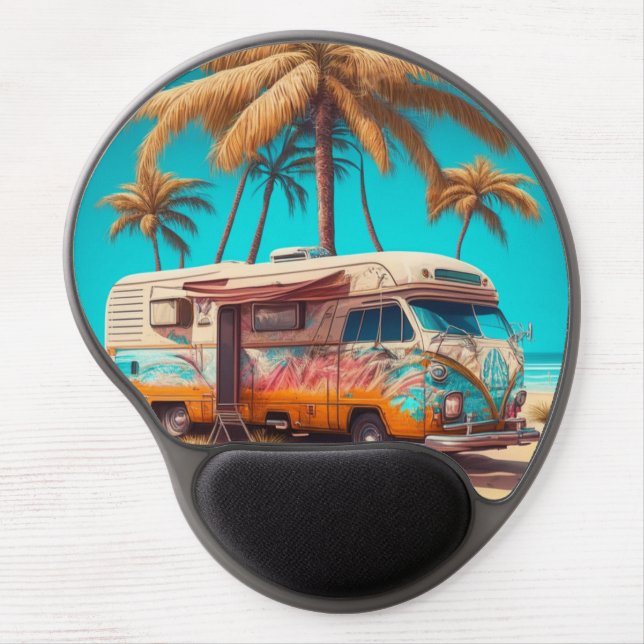 Retro RV and Palm Trees Gel Mouse Pad (Front)