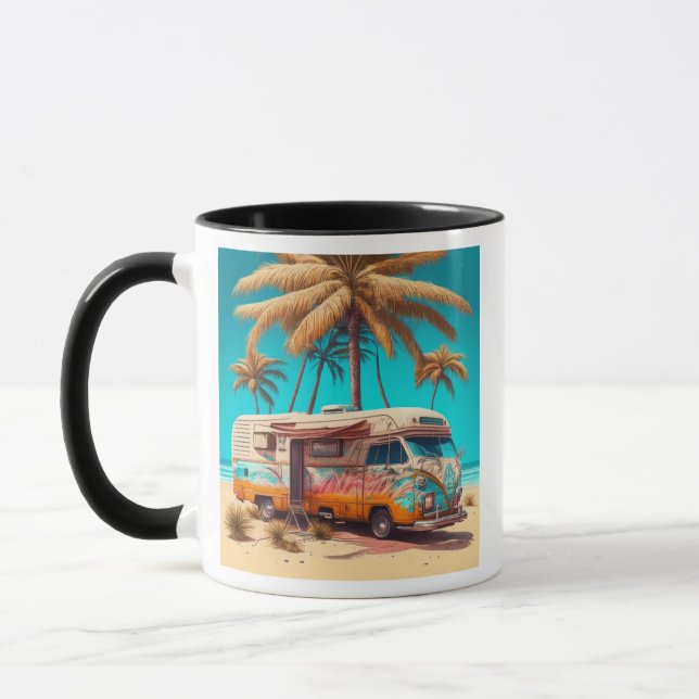Retro RV and Palm Trees Mug (Left)
